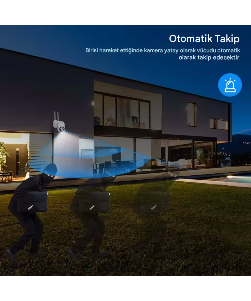 O-Kam 3011 PRO 2K 1080P Akıllı WİFİ Güvenlik Kamerası Hareketli Kablosuz, Gece Görüşü, Kişi Takibi, Türkçe Sesli Görüşme