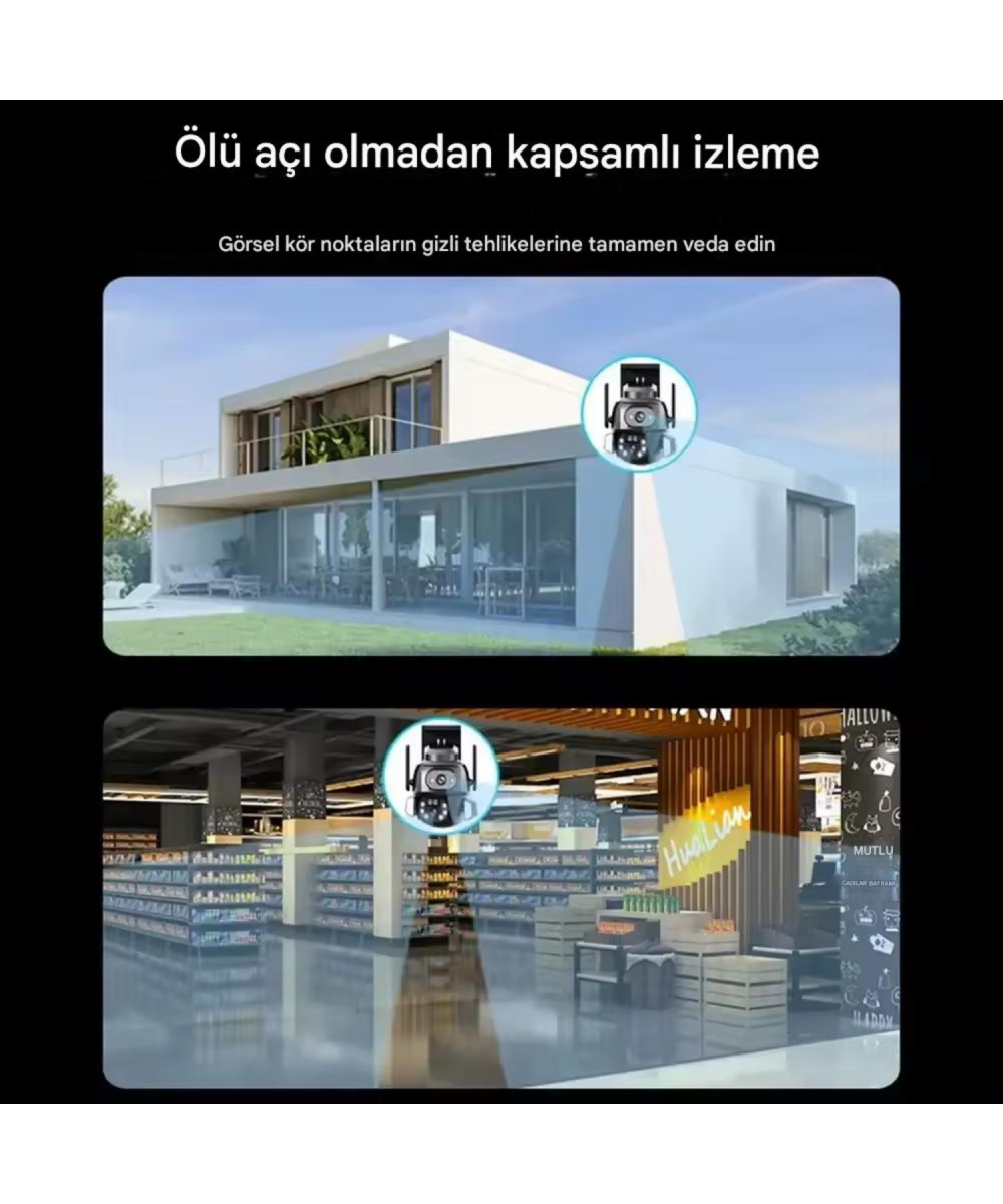 MPIA HINA 6MP Akıllı WİFİ Güvenlik Kamerası Hareketli Kablosuz Gece Görüşü Kişi Takibi Türkçe Sesli Görüşme