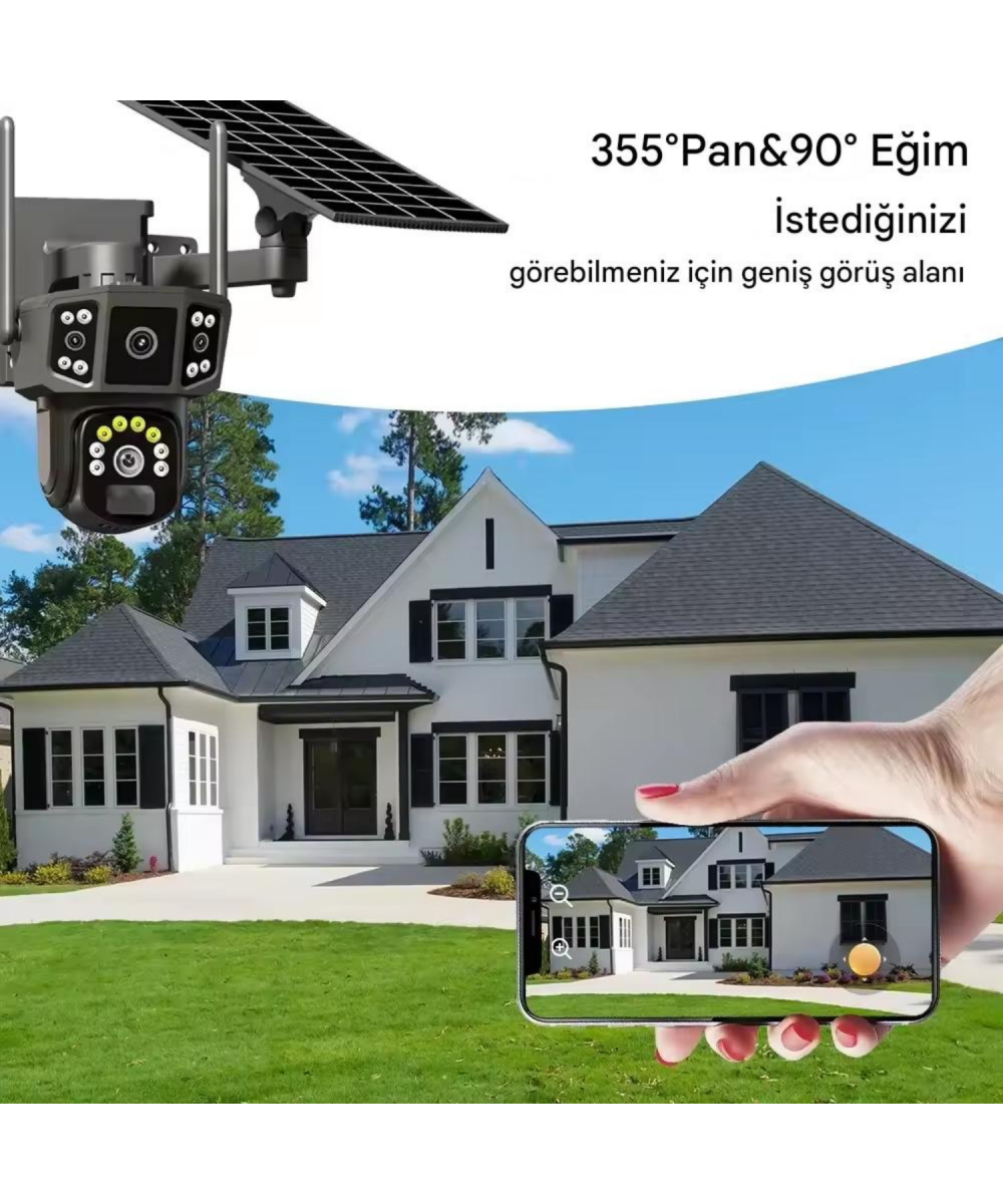 O-KAM 4G Sim Kartlı Kablosuz Güvenlik Kamerası | 6 MP Full HD, Gece Görüşlü ve Güneş Panelli 128GB Solar Kamera -3916