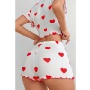 Ruselin Likralı Beyaz Tişört Kalp Desenli Şort Takım  S/M