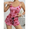 Ruselin Kalp Desenli Pembe Askılı Şortlu Takım 5064 S/M