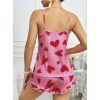 Ruselin Kalp Desenli Pembe Askılı Şortlu Takım 5064 S/M