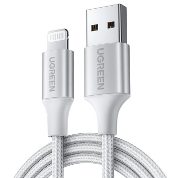 UGREEN LIGHTNING TO USB-A ÖRGÜLÜ MFİ SERTİFİKALI İPHONE HIZLI ŞARJ KABLOSU 2 METRE GÜMÜŞ 60163