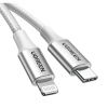 UGREEN TYPE-C TO LIGHTNING 3A PD MFİ SERTİFİKALI ÖRGÜLÜ HIZLI ŞARJ KABLOSU 2 METRE GÜMÜŞ 70525