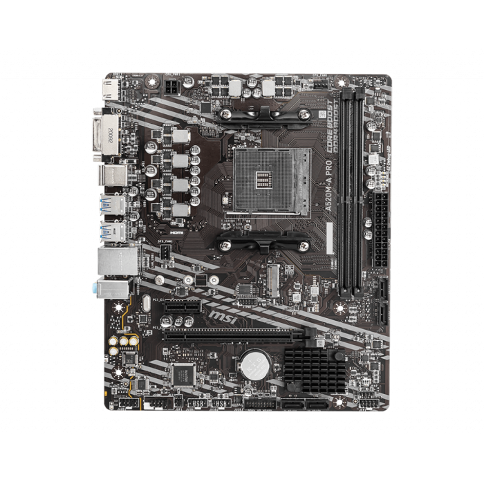 MSI A520M-A PRO DDR4 4600MHZ 1XHDMI 1XDVI 1XM.2 USB 3.2 MATX AM4 (AMD AM4 5000/4000 /3000 SERİSİ İLE UYUMLU)