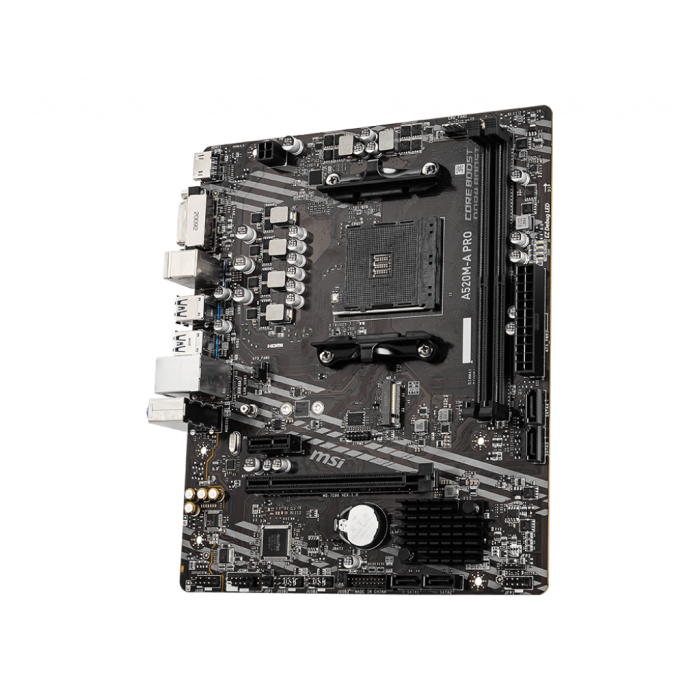 MSI A520M-A PRO DDR4 4600MHZ 1XHDMI 1XDVI 1XM.2 USB 3.2 MATX AM4 (AMD AM4 5000/4000 /3000 SERİSİ İLE UYUMLU)