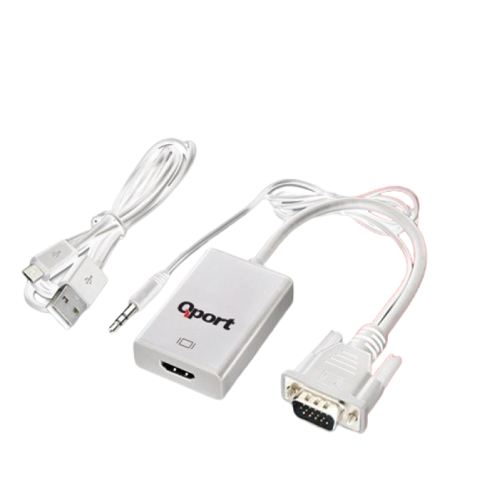 QPORT Q-VH VGA TO HDMI DÖNÜŞTÜRÜCÜ + SES KABLOSU (VGA+HDMI)