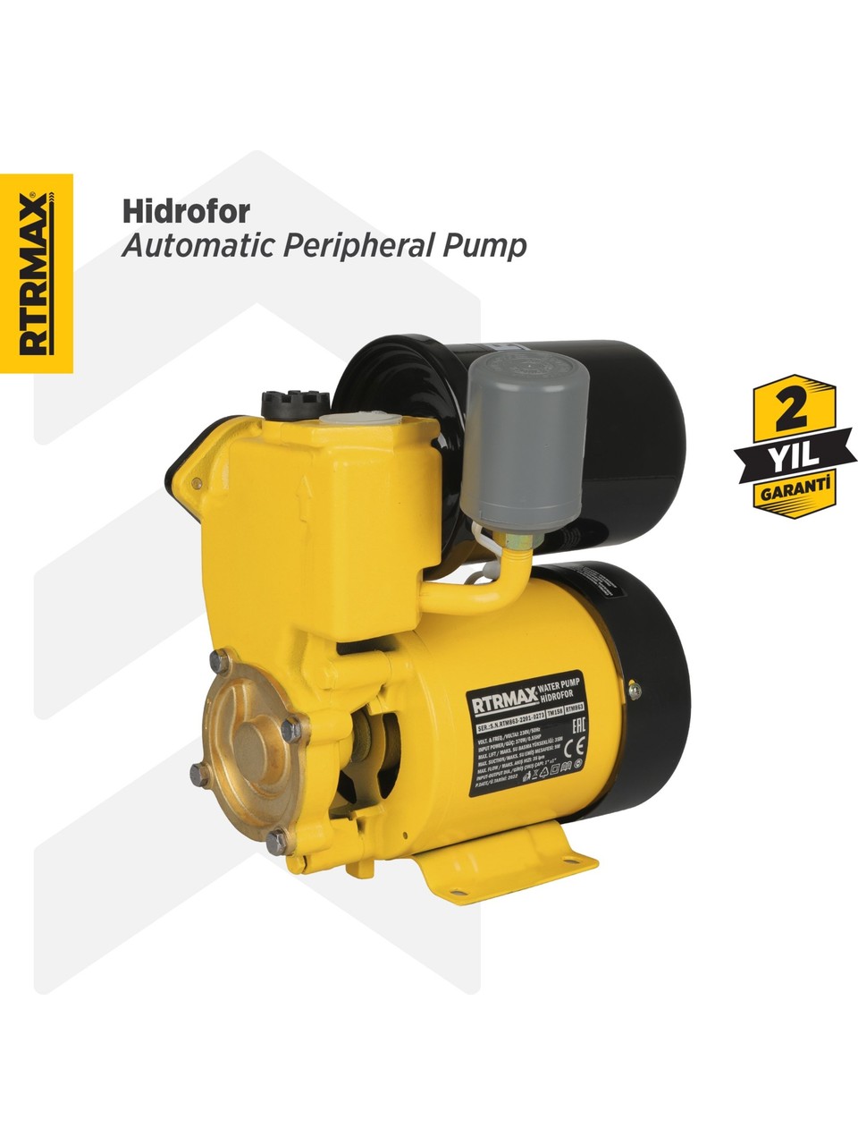 Rtrmax RTM863 Hidrofor 370 W 0.5 Hp 1x1 Çap 35 Mt- RTM863