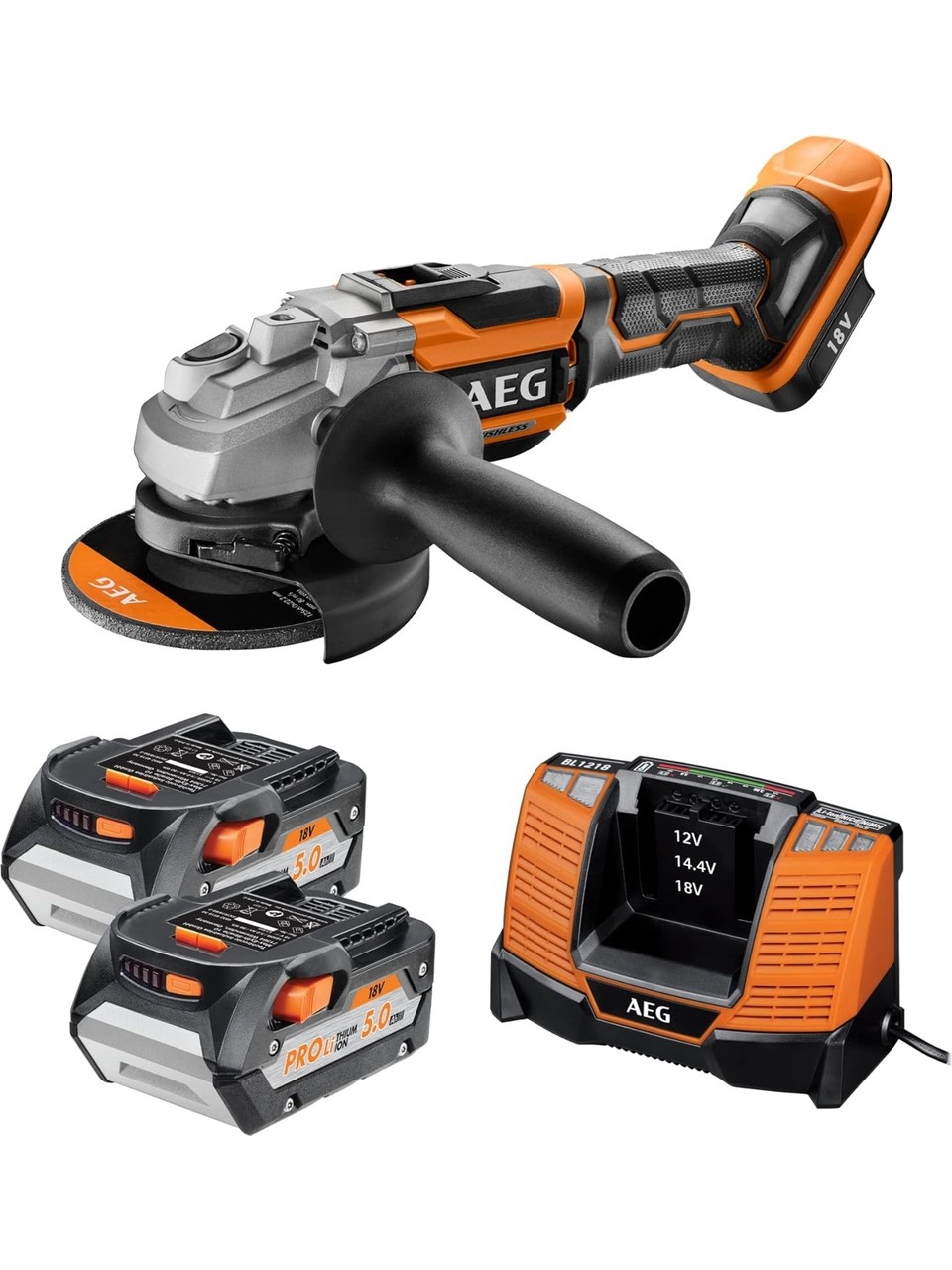 Aeg BEWS18-125BLLI-502C Akülü Kömürsüz Avuç Taşlama 2x5.0Ah - 4935464417