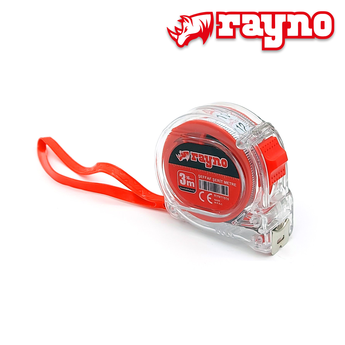 Rayno Şeffaf Şerit Metre 3m x 16mm - 3016