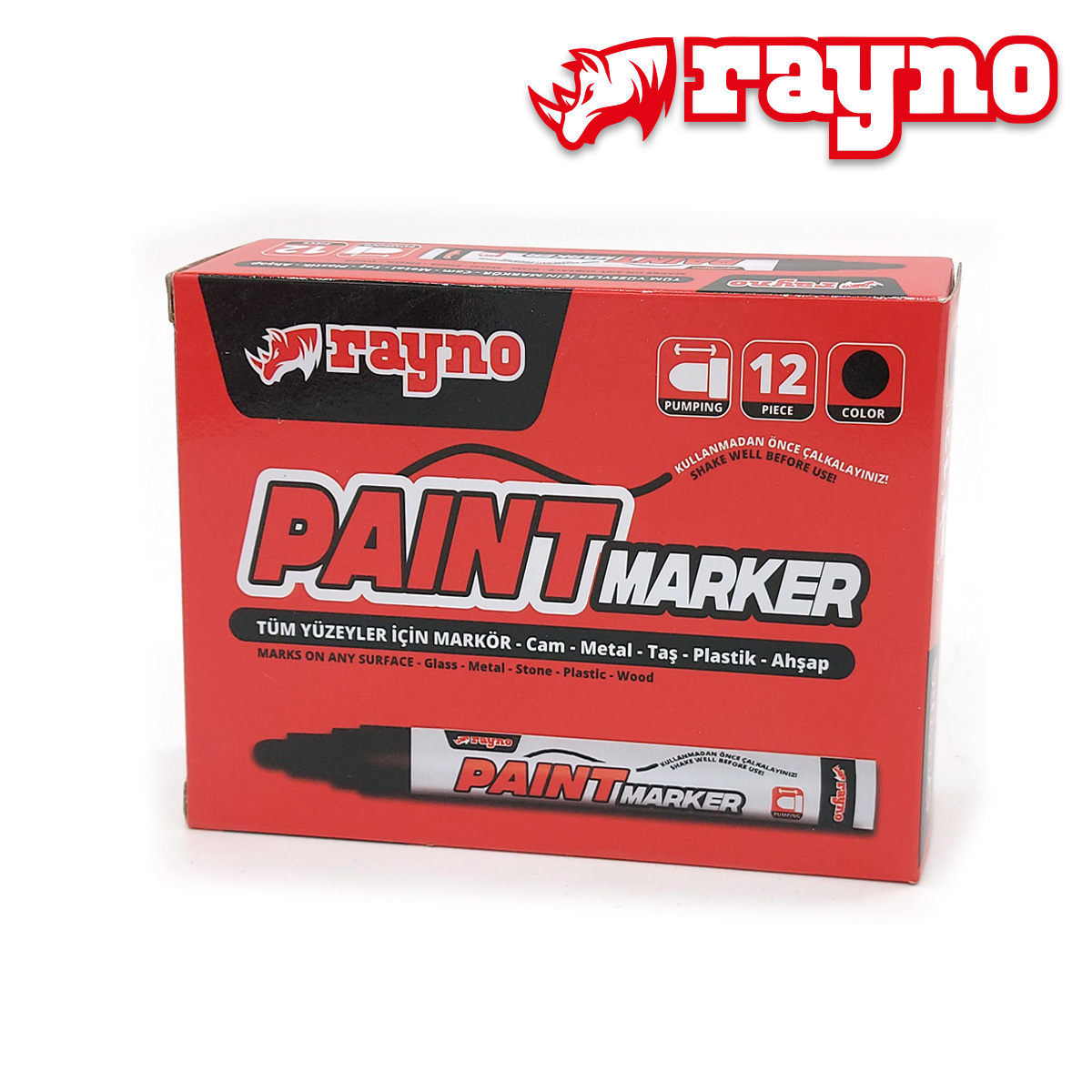 Rayno Paint Marker Kalem Siyah 12 Li - RYNPMS