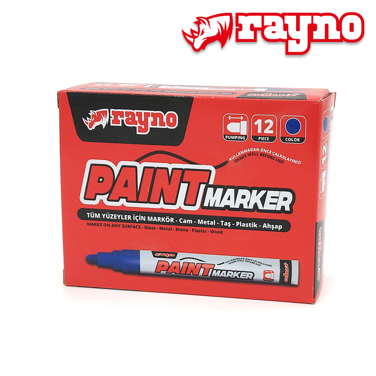 Rayno Paint Marker Kalem Mavi 12 Li - RYNPMM