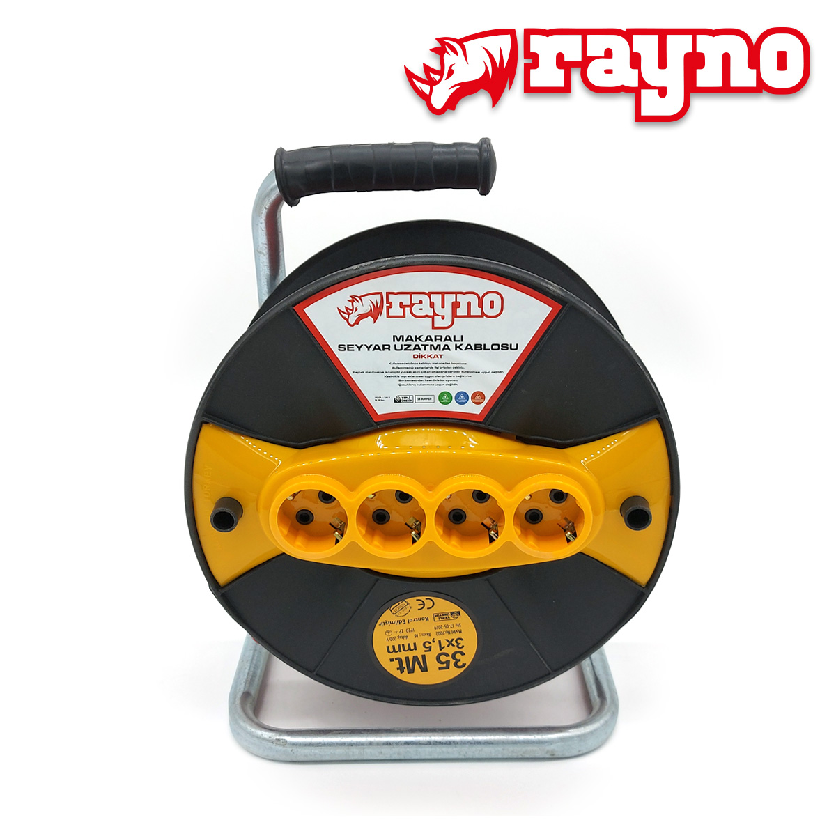 Rayno Seyyar Makaralı Uzatma Kablosu 3x1,5mm 35 mt - 7002