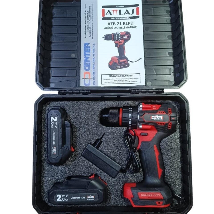 Attlas Atb 21 BLPD-202C 21V 2x2.0 Ah Çift Akülü Kömürsüz Darbeli Matkap - A0104075
