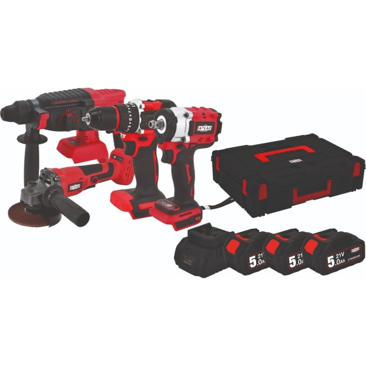 Attlas ATB21 4lü Kömürsüz Kombo Set Matkap + Taşlama + Kırıcı Delici + Somun Sıkma - A0104171