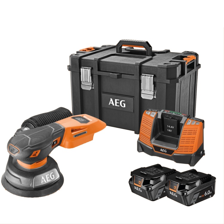 AEG BEX18SBL-125-602TC 2x6.0Ah Çift Akülü Kömürsüz Titreşim Zımpara Kömürsüz- 4935500068