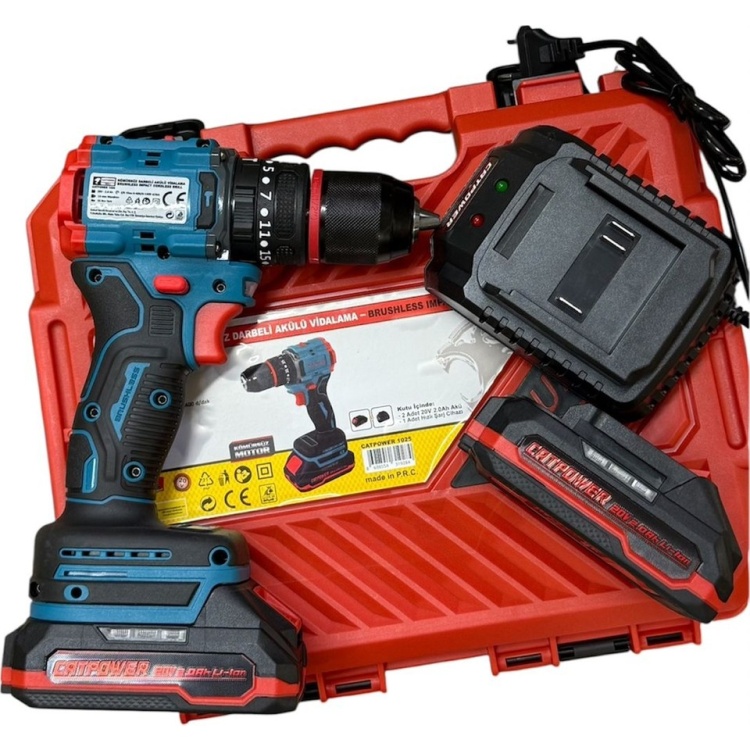 CATPOWER 1025 Kömürsüz Darbeli Akülü Matkap 20V 2 Ah Lion