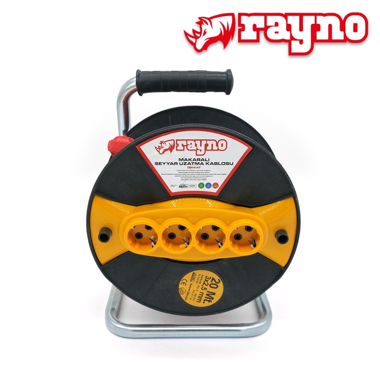 Rayno Seyyar Makaralı Uzatma Kablosu 3x2,5mm 20mt - 7004