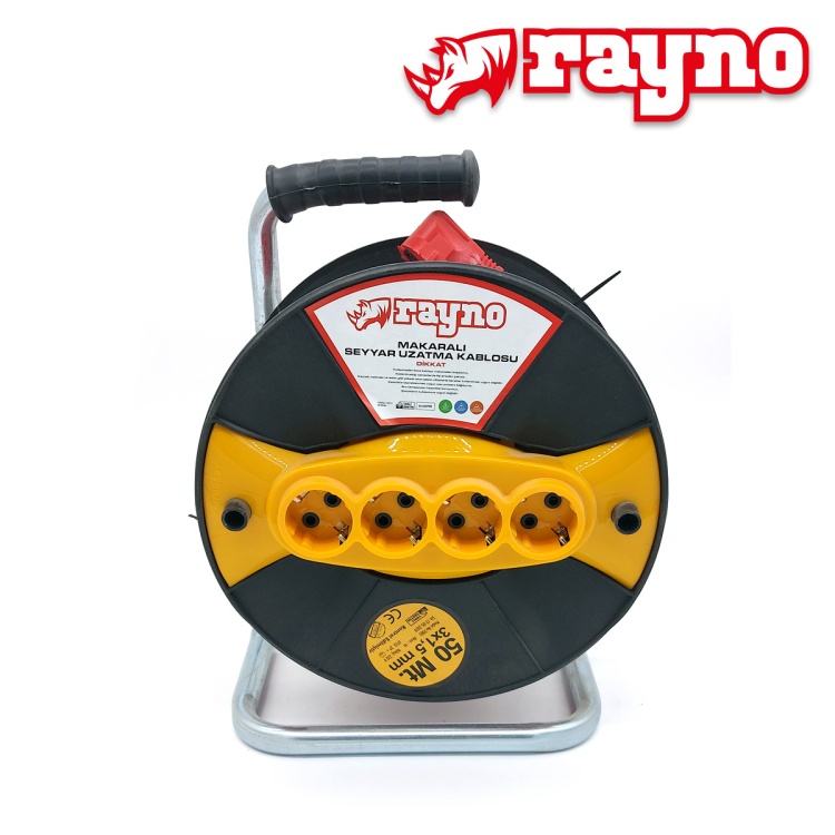 Rayno Seyyar Makaralı Uzatma Kablosu 3x1,5mm 50mt - 7003