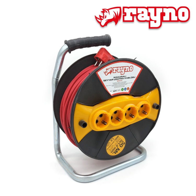 Rayno Seyyar Makaralı Uzatma Kablosu 3x1,5mm 50mt - 7003