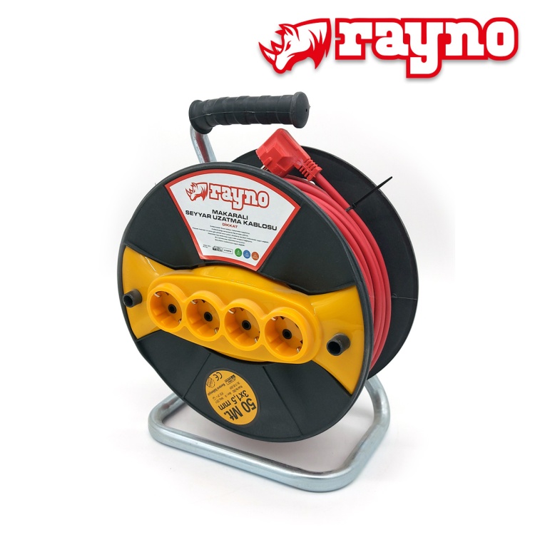 Rayno Seyyar Makaralı Uzatma Kablosu 3x1,5mm 50mt - 7003