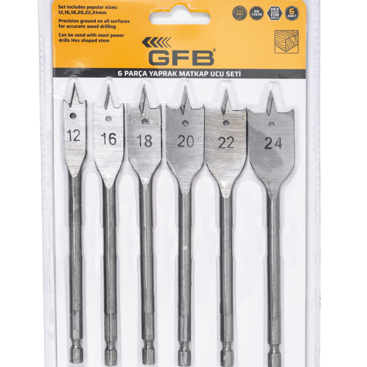 Gfb 2171 Yaprak Matkap Ucu Seti 6 Parça 12-16-18-20-22-24 mm