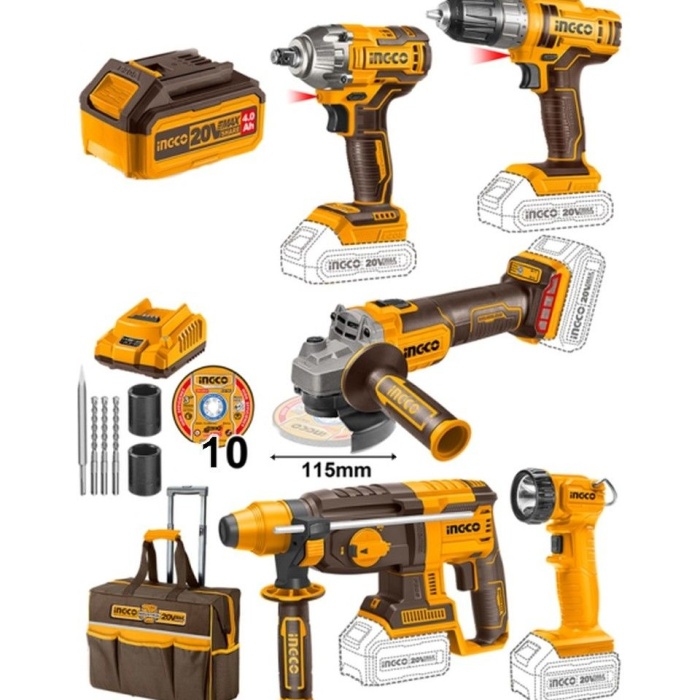 Ingco CKLI2019 Li-ion Akülü Kombo Set 5li