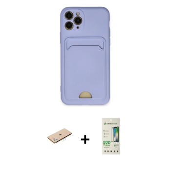 iPhone 11 Pro Vadi Çizgi Prime - Siyah 20D Premium Cam Ekran Koruyucu + Mavi Renkli Kamera Lens Koruma Cam