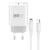 Konfulon C87C 30W Type-C Çıkışlı Ekstra DL50 1M Type-C to Lightning Kablolu PD Şarj Cihazı - Beyaz