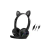 Karler Bass AKZ020 Kafa Üstü Işıklı Kedi Kulaklık - Siyah