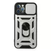  iPhone 12 Pro Kılıf Pars Lens Yüzüklü Silikon - Gümüş