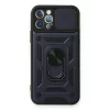  iPhone 12 Pro Kılıf Pars Lens Yüzüklü Silikon - Lacivert