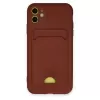Newface iPhone 11 Kılıf Kelvin Kartvizitli Silikon - Bordo