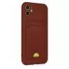 Newface iPhone 11 Kılıf Kelvin Kartvizitli Silikon - Bordo