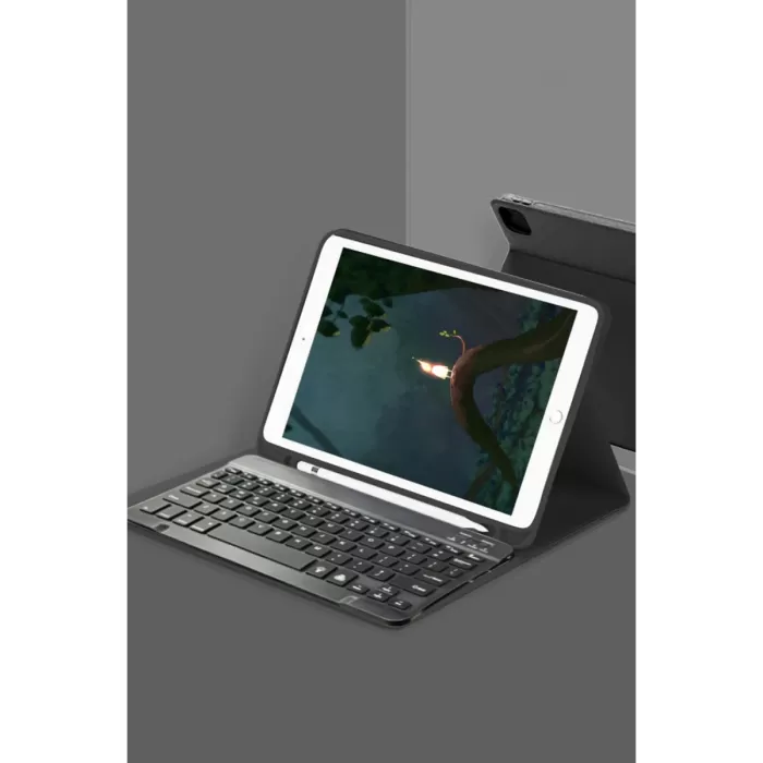  Samsung Galaxy X200 Tab A8 10.5 Kılıf KC01 Smart Klavyeli Tablet Kılıfı - Siyah