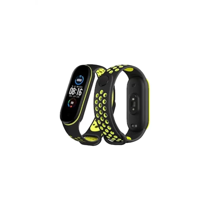  Xiaomi Mi Band 4 Spor Delikli Kordon - Siyah-Yeşil