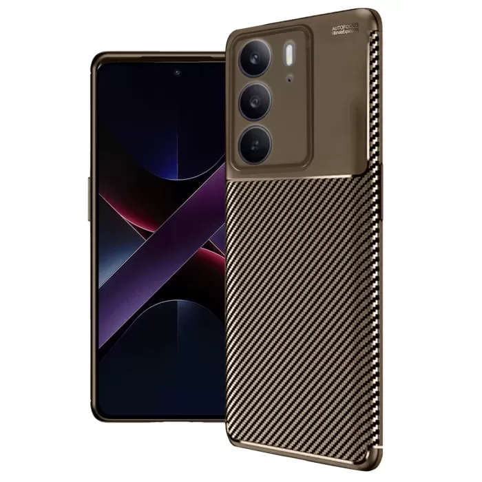 Newface Realme C75 4G Auto Focus Karbon Kapak - Kahverengi