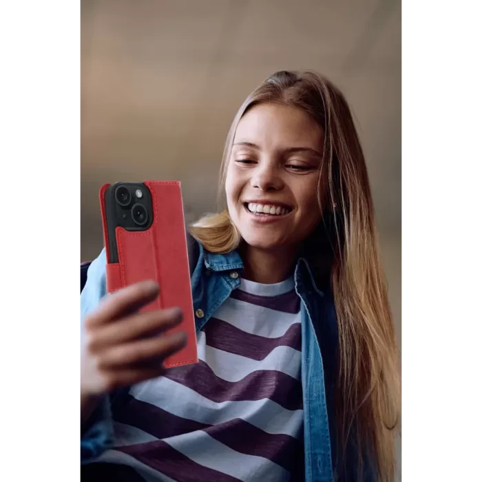 Newface Apple iPhone 15 Trend S Plus Kapaklı Kılıf - Kırmızı