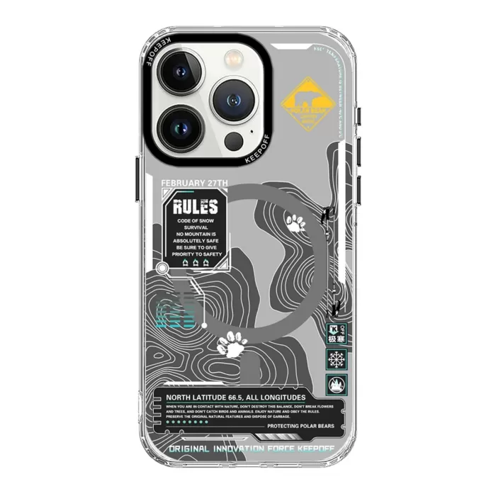 Keep Off iPhone 15 Pro Max Map Magsafe Kapak - Snowfield