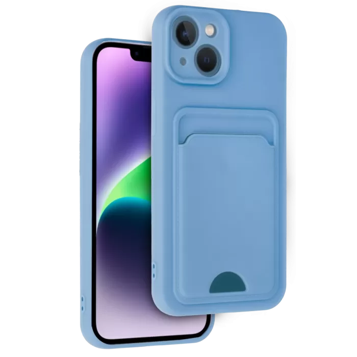 Newface iPhone 14 Kılıf Kelvin Kartvizitli Silikon - Mavi