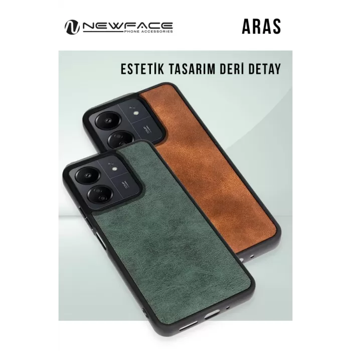 Newface Samsung Galaxy A06 Kılıf Aras Deri Kapak - Siyah
