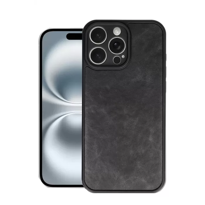Newface iPhone 16 Pro Kılıf Aras Deri Kapak - Siyah