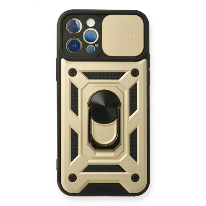  iPhone 12 Pro Kılıf Pars Lens Yüzüklü Silikon - Gold