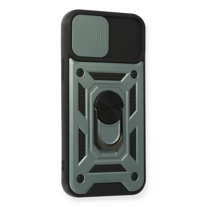  iPhone 12 Pro Kılıf Pars Lens Yüzüklü Silikon - Yeşil