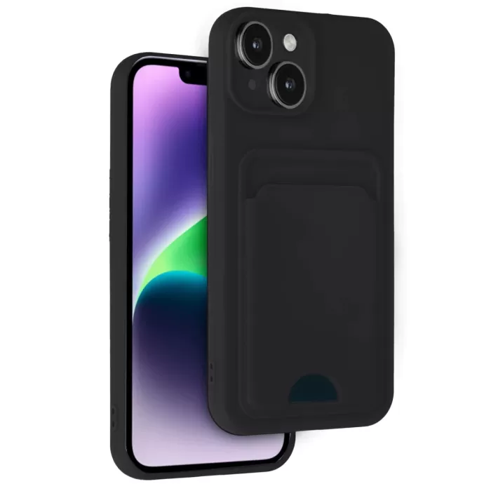  iPhone 14 Kılıf Kelvin Kartvizitli Silikon - Siyah