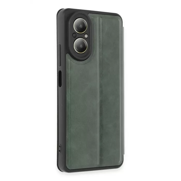 Newface Realme 12 Lite Kılıf Flip Cover - Koyu Yeşil