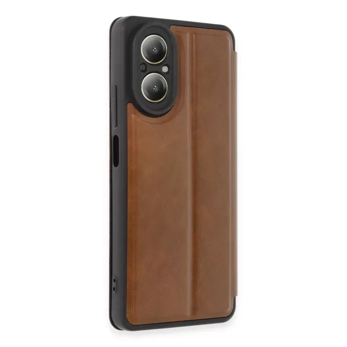 Newface Realme 12 Lite Kılıf Flip Cover - Taba