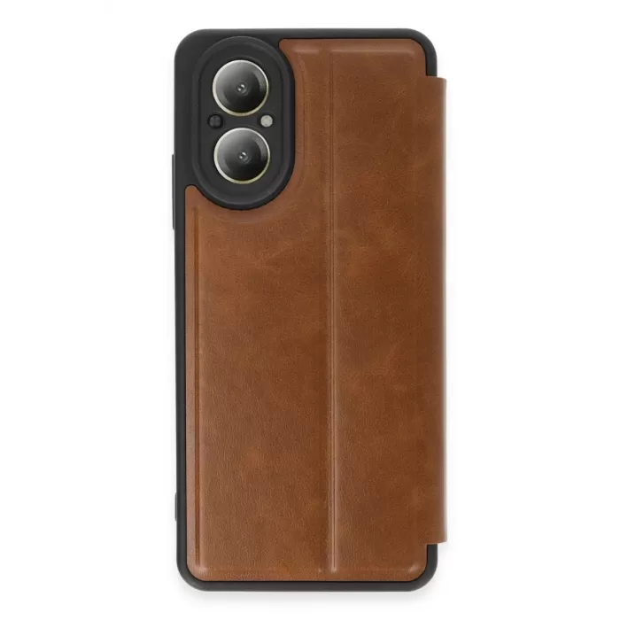 Newface Realme 12 Lite Kılıf Flip Cover - Taba
