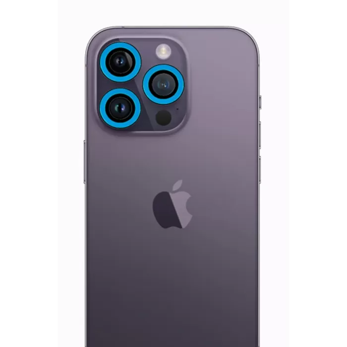   iPhone 13 Pro Max Neon Fosforlu Kamera Lens - Mavi