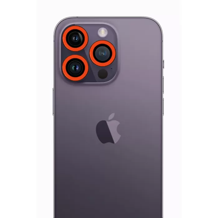  iPhone 13 Pro Max Neon Fosforlu Kamera Lens - Turuncu